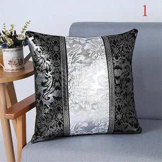 Decorative Luxury Vintage  Black and Silver Floral Pillow Cushion Cover