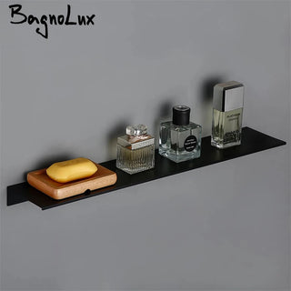 Bagnolux Black Aluminum Alloy Wall-Mounted Shower Organizer Shelf