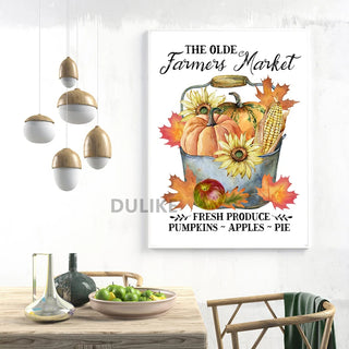 Country Farm Style Fall Pumpkin Retro Posters & Prints