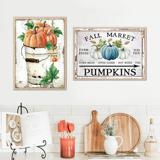 Country Farm Style Fall Pumpkin Retro Posters & Prints
