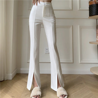 QOERLIN Micro-Flared High Waist Slim Suit Chic Pants