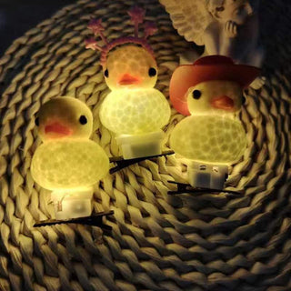 Cute Luminous Yellow Duck Hairpin, Cartoon Duck Side Clip Handmade Lightweight Hair Accessory for Women, Girls, Kids, Night Markets, Parties, and Casual Outfits