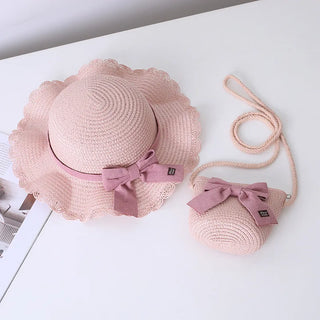 Kids/Young Women's 2-Piece Summer Straw Hat & Crossbody Set