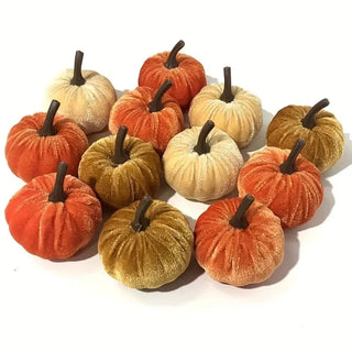 Velvet Artificial Pumpkin Decor – 10pcs Set