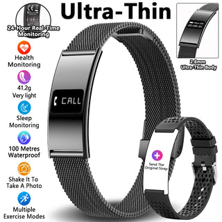 Ultra Thin Smart Fitness Bracelet – Heart Rate, Sleep & Activity Tracker Watch Compatible with Android & iOS