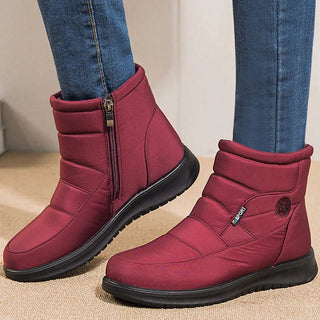 Women’s Waterproof Fur-Lined Winter Snow Boots – Lightweight Ankle Boots with Side Zip & Rubber Sole