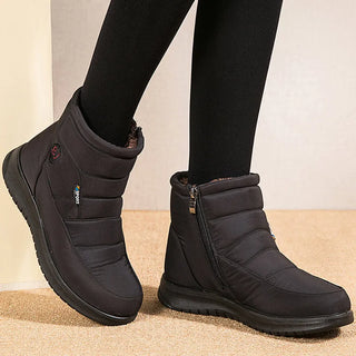 Women’s Waterproof Fur-Lined Winter Snow Boots – Lightweight Ankle Boots with Side Zip & Rubber Sole