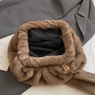 Wrinkled Cloud Shoulder Bag - Luxe Winter Fluff Meets Everyday Function