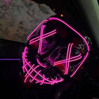 Wireless Neon LED Purge Mask – Glow-in-the-Dark Cosplay Horror Mask