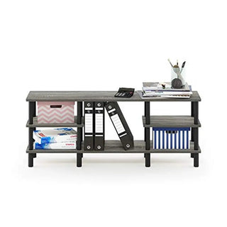 French Oak Grey/Black 3-Tier Wide Shelf TV Stand