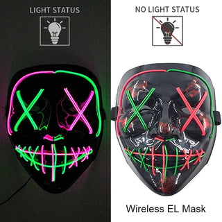 Wireless Neon LED Purge Mask – Glow-in-the-Dark Cosplay Horror Mask