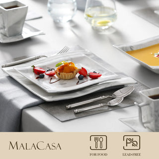 MALACASA FLORA 30 PCS Marble Porcelain Dinnerware Set