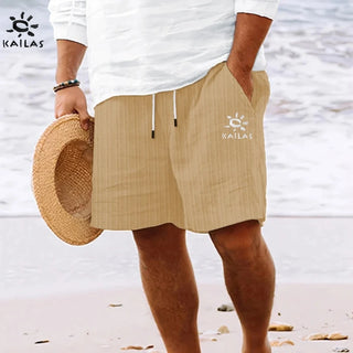 KAILAS Men’s Embroidered Logo Casual Shorts – Summer-Ready Style for Beach, Travel, and Everyday Comfort