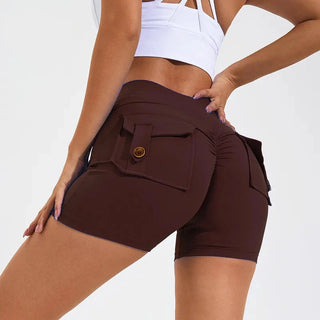 CEODOGG Nylon Women Scrunch Button Booty Shorts