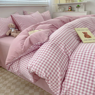 Nordic Plaid Washed Cotton Bedding Set