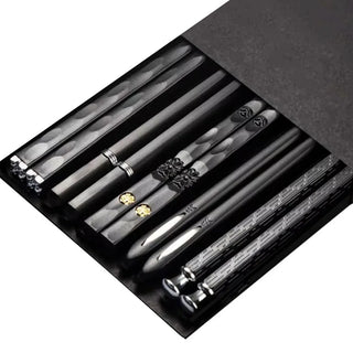 Luxury Chopsticks Gift Set – Nordic-Style Alloy and Pakkawood Non-Slip Heat-Resistant Reusable Chopsticks