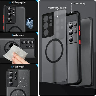 Matte Magnetic Samsung Galaxy Case, Frosted Translucent Shockproof Cover