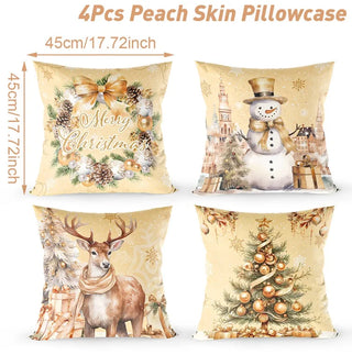 4pcs Christmas Cushion Covers – Merry Christmas Linen Pillowcases