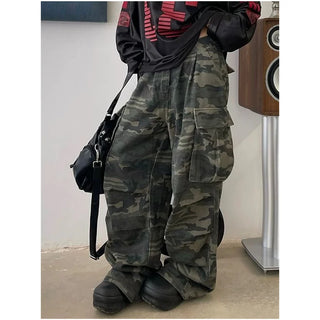 Military Camo High-Waist Baggy Jeans