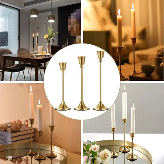 Vintage Metal Tabletop Candle Holders – Set of 3