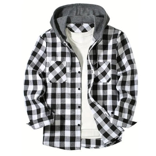 Button-Up Classic Plaid Smart Casual Hooded Flannel