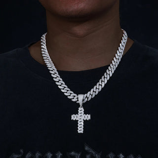ICEOUTBOX Tennis Chain Hip Hop Cross Pendant Necklace