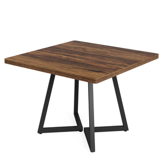 Square Dining Table for 4 – 31.5" Rustic Industrial Kitchen Table with Sturdy Metal Base