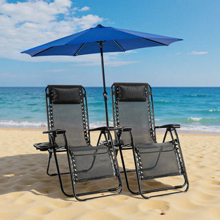 Set of 2 Zero Gravity Reclining Chairs – Portable Outdoor Lounge Chairs with Cup Holder Tray, Adjustable Headrest, Foldable Patio & Camping Recliners