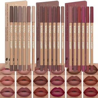 6-Piece Velvet Matte Lip Liner Pencil Set, Long-Lasting Waterproof Lip Pencils for Lining, Filling, Shaping, and Defining Lips