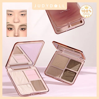Judydoll4-Color Highlighter & Contour Palette, Matte & Shimmer Powder Face Palette for Nose Contour, Jawline Sculpting, Brightening, and Natural Everyday Makeup
