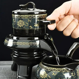 The Kung Fu Teapot Collection 8-Piece Semi-Automatic Chinese Ceramic Purple Clay Tea Set