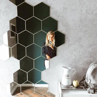 HexaGleam 3D Mirror Wall Stickers