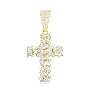 ICEOUTBOX Tennis Chain Hip Hop Cross Pendant Necklace