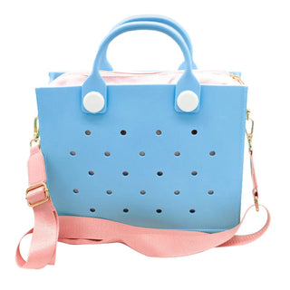 Compact EVA Shoulder Bag – Waterproof Tote & Handbag with Charm Holes