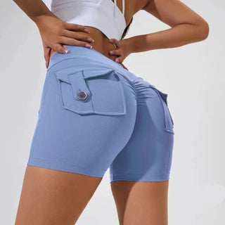 CEODOGG Nylon Women Scrunch Button Booty Shorts