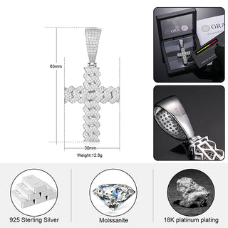 ICEOUTBOX Tennis Chain Hip Hop Cross Pendant Necklace