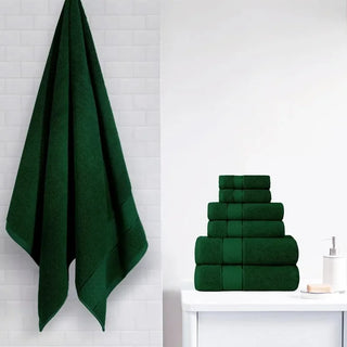 Luxury 6-Piece Turkish Cotton Towel Set | Formal Green | 100% Pure Cotton | 650 GSM | Soft, Absorbent, Durable