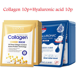 20pcs Hyaluronic Acid Collagen Face Mask Sets