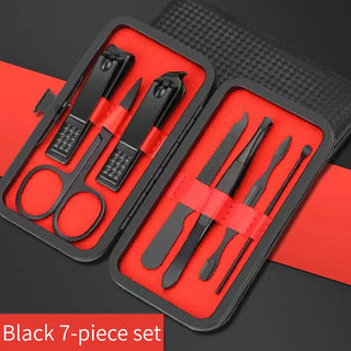 Black & Red Professional Men’s Nail Clipper Set - 18/24 Piece Stainless Steel Manicure & Pedicure Kit