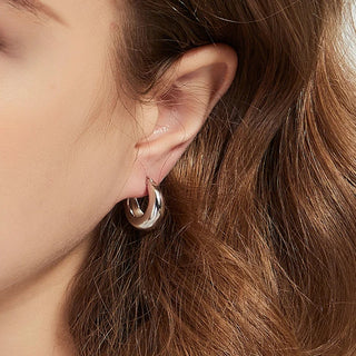 Smooth Arc-shaped Water Drop Chunky Hoop Earrings