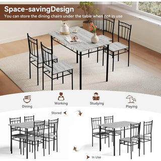 Kitchen Dining Table Set for 4 – 5-Piece Rectangular Dining Room Set with 4 Chairs
