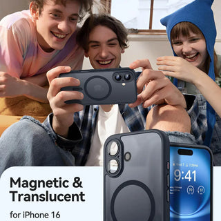 Magnetic Luxury Armor Shockproof iPhone Case, Matte Translucent MagSafe-Style Bumper Cover with Lens