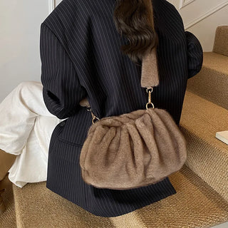 Wrinkled Cloud Shoulder Bag - Luxe Winter Fluff Meets Everyday Function