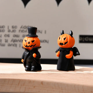 Cute Halloween Decor Set – Mini Ghost Pumpkin Resin Figurines