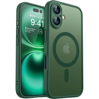 Magnetic Matte Translucent Armor iPhone Case, Shockproof MagSafe-Compatible Wireless Charging Cover for iPhone 17 16 15 14 13 12 11 Series