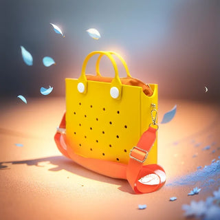 Compact EVA Shoulder Bag – Waterproof Tote & Handbag with Charm Holes