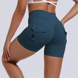 CEODOGG Nylon Women Scrunch Button Booty Shorts