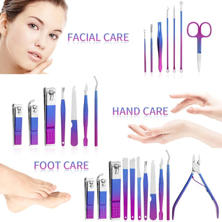 Prism 18-Piece Gradient Stainless Steel Mani & Pedi Kit