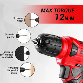 DEKO 126 Piece Tool Kit with 8V Cordless Drill Home Repair Set Screwdriver Drill Combo Kit