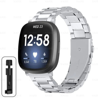 Premium Stainless Steel Watch Band for Fitbit Versa 2 – Adjustable Metal Strap